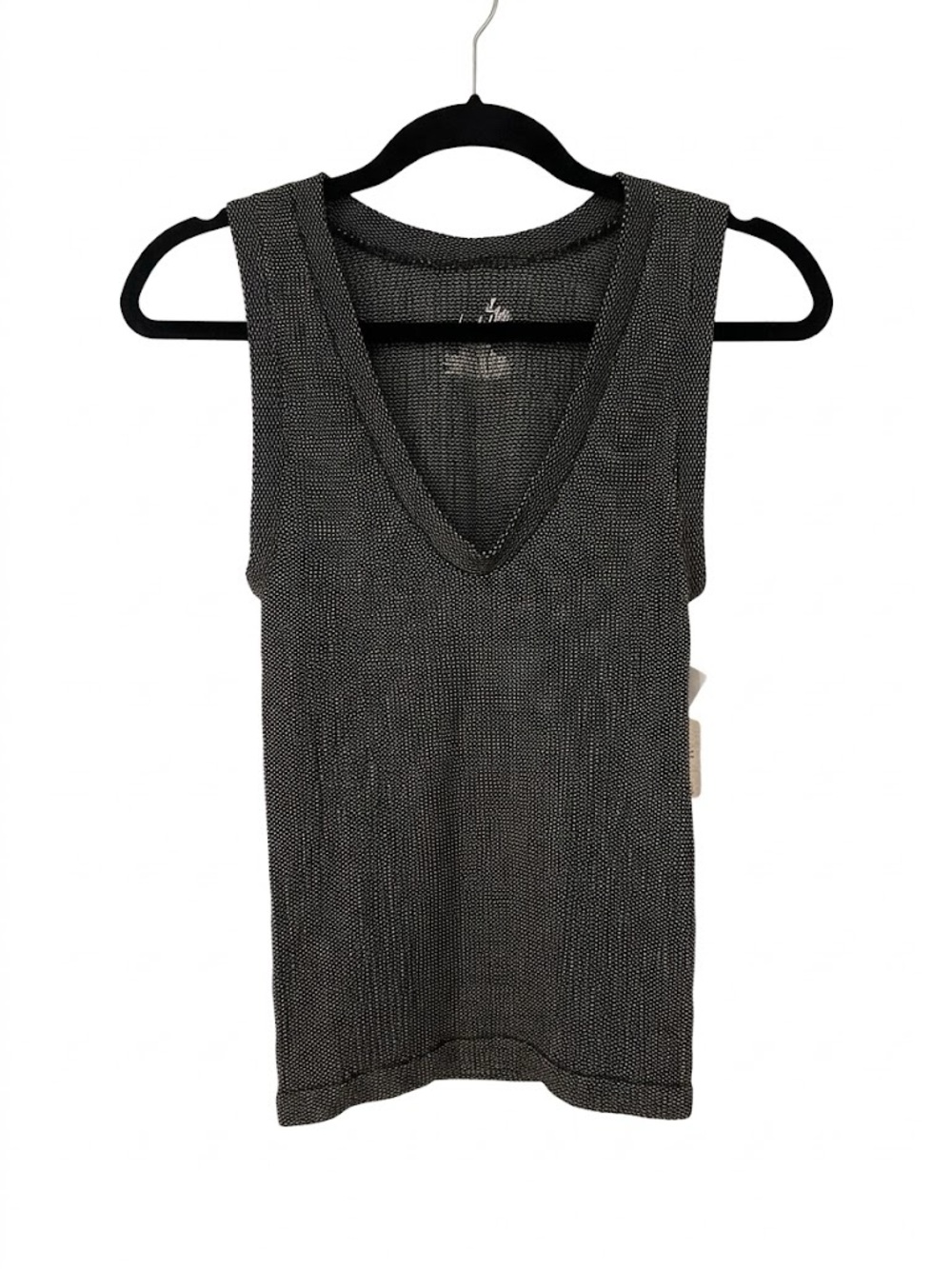 Intimately Free People Black White Tank Micro-Waffle Textured Stretch XL NWT